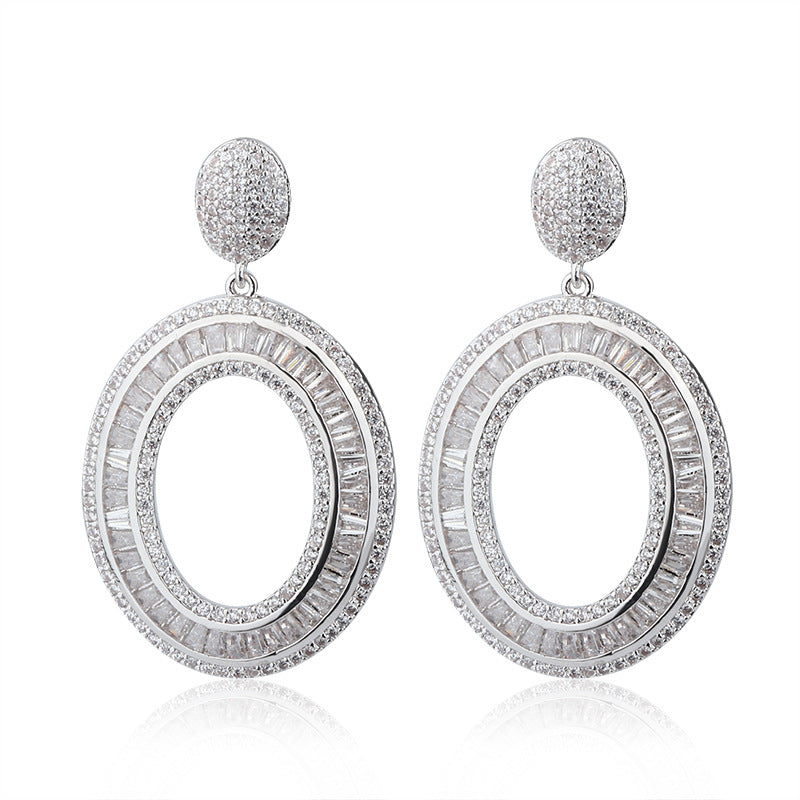 Women's Round Fashion Inlaid Glass Stone Earrings