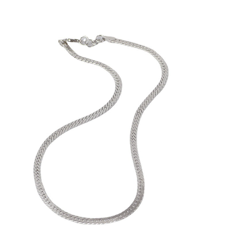 Simple Glossy Flat Snake Bone Chain Necklace