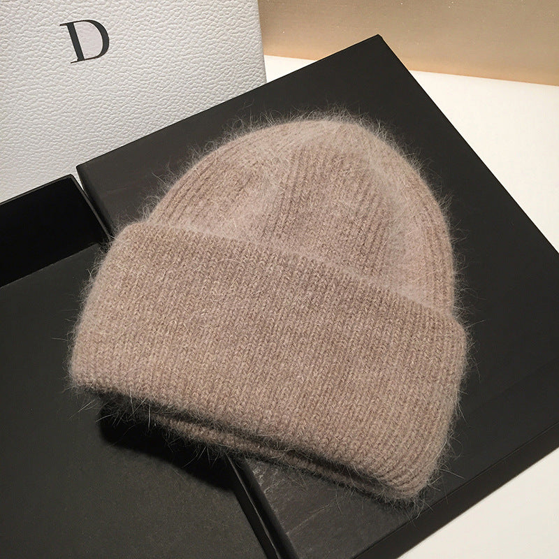 New Style Rabbit Fur Knitted Woolen Hat Women's Warmth Knit Hat