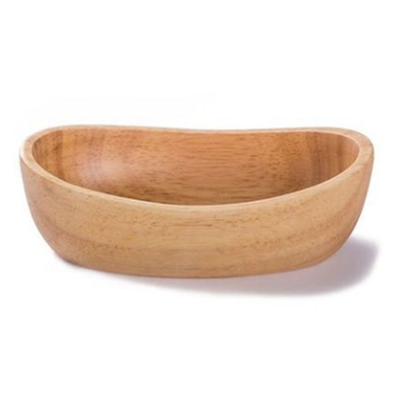 Natural Thick Bottom Rubber Wood Boat Compote Salad Bowl