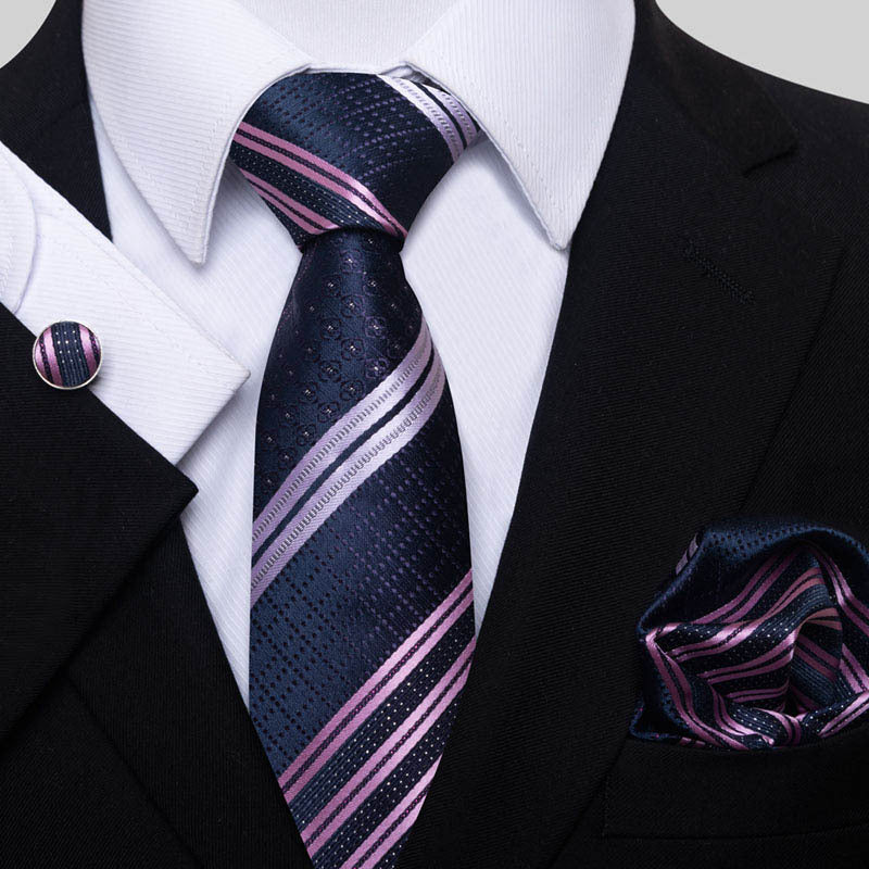 Men's Business Party Fashion Tie Square Scarf Cufflinks Set