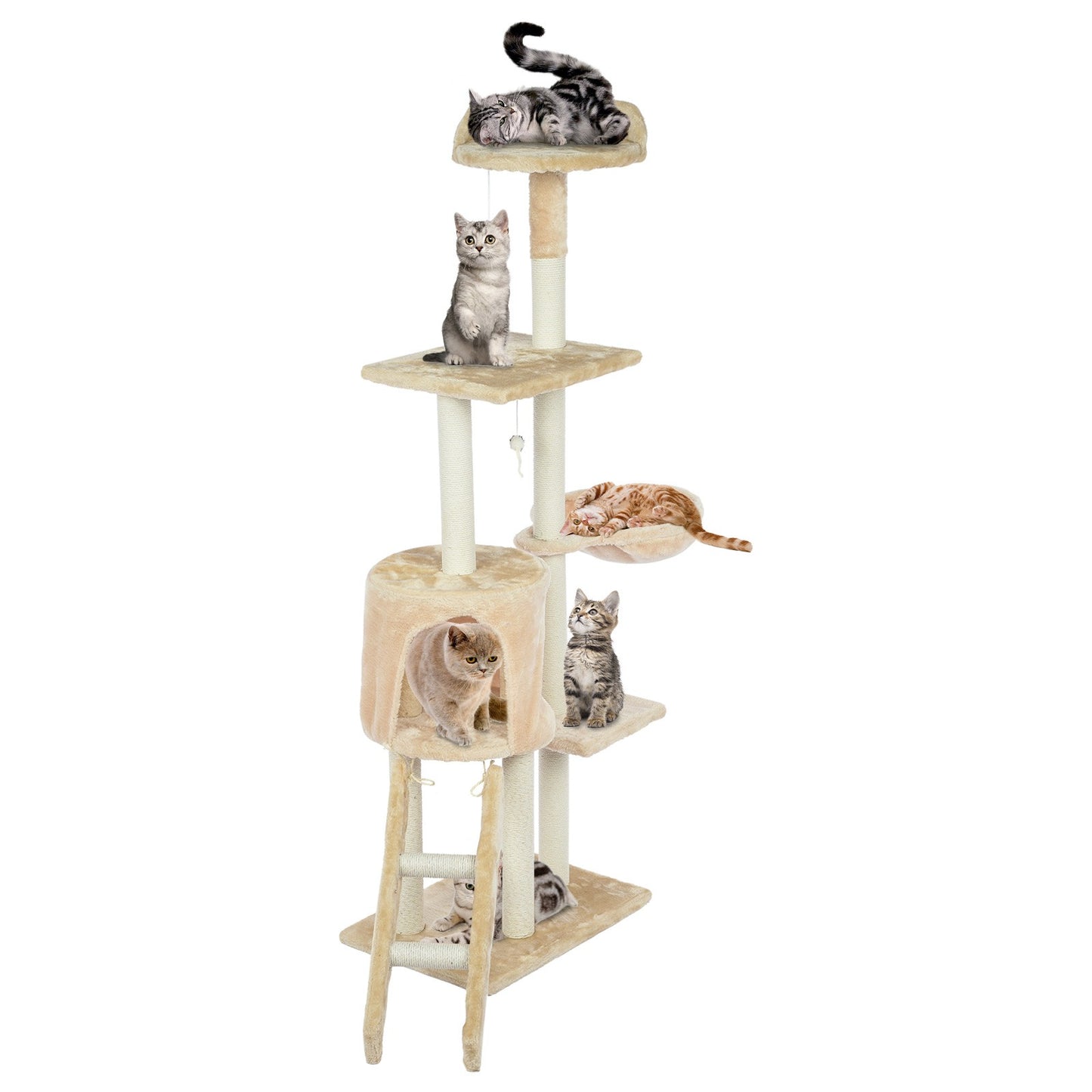 Cat Tower Kittens Pet Play House Cat Activity Tree Condo Scratching Sisal Post