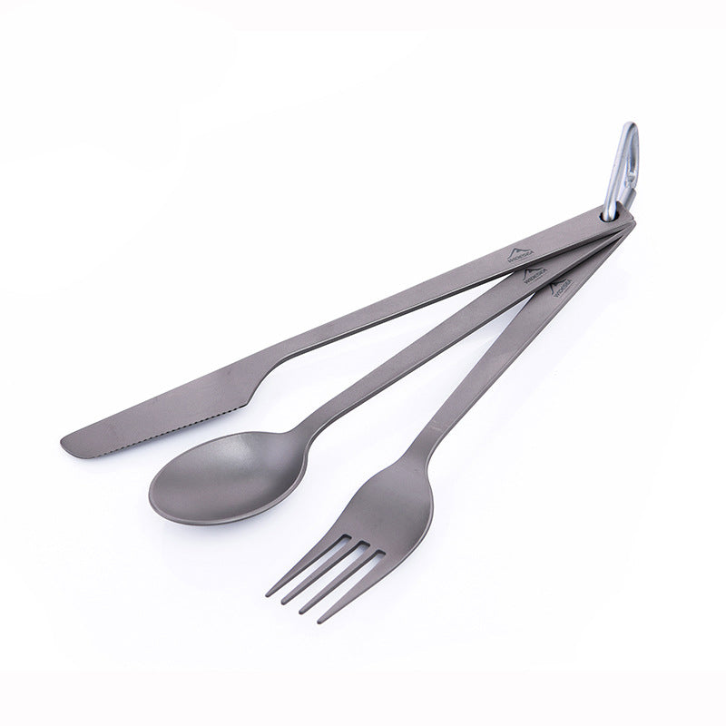 Pure Titanium Knife, Fork And Spoon Combination Light And Easy To Carry Outdoor Camping Tableware