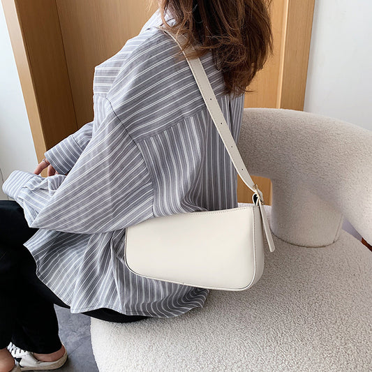 Cute Solid Color Small PU Leather Shoulder Bags For Women 2021 Hit Simple Handbags And Purses Female Travel Totes