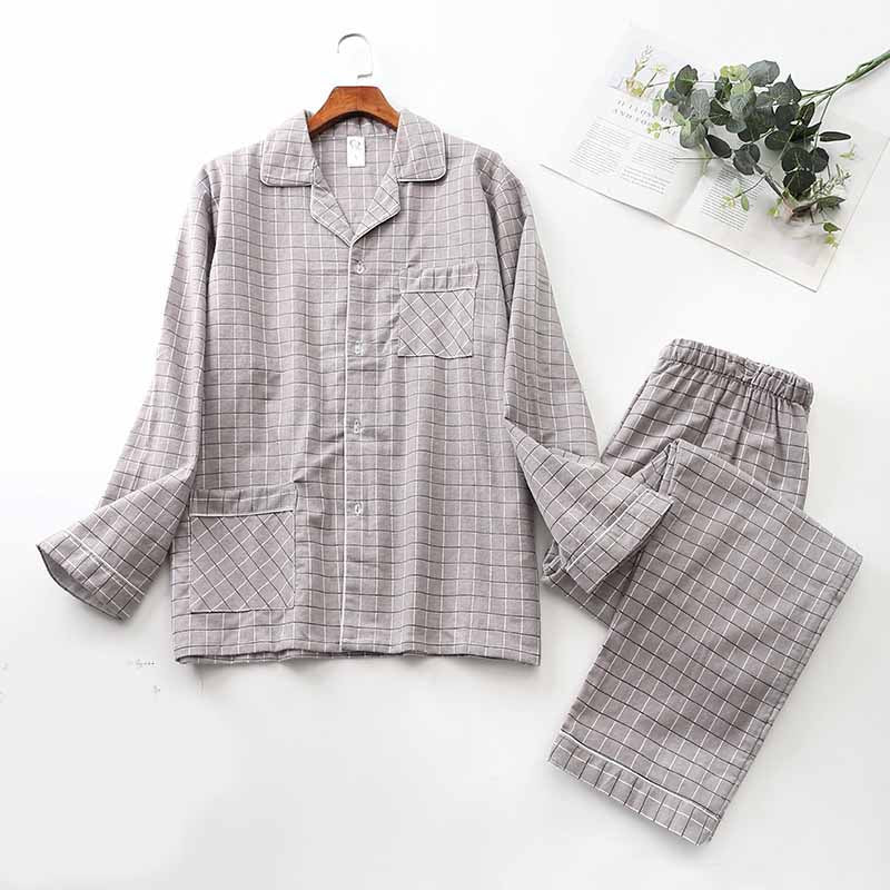 Brushed Cloth Long-sleeved Lapel Pajama Set