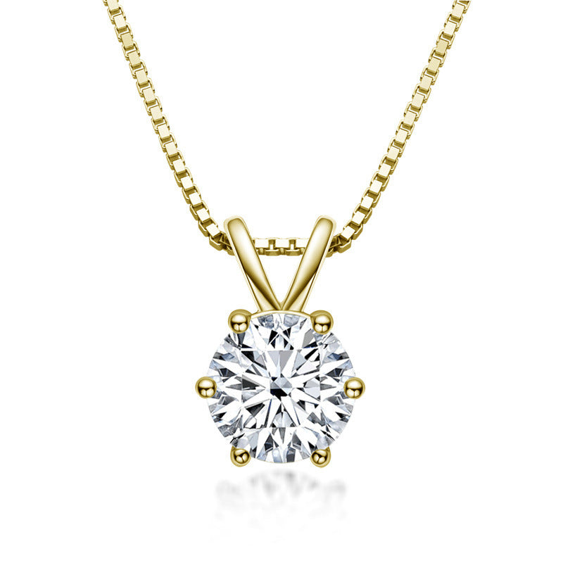 Classic Six Prong Moissanite Necklace Female D Color 1 Carat