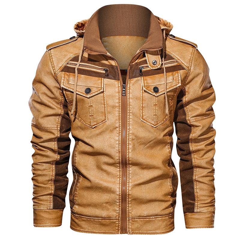 Winter And Autumn Men PU Jacket Pocket Fit Leather Coats Motorcycle Slim Male Jacket