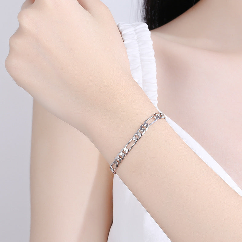 S925 Sterling Silver Bracelet Chain Cold Wind Niche Simple Chain