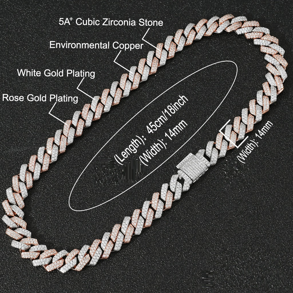 Rose Gold Two-Tone Brass-Inlaid Zircon Clavicle Chain Necklace